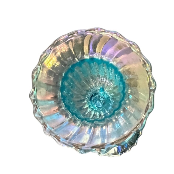 LARGE EGYPTIAN‎ REVIVAL CANDLESTICK LIGHT BLUE SHINY / LiIGHT GLASS - Picture 9 of 11